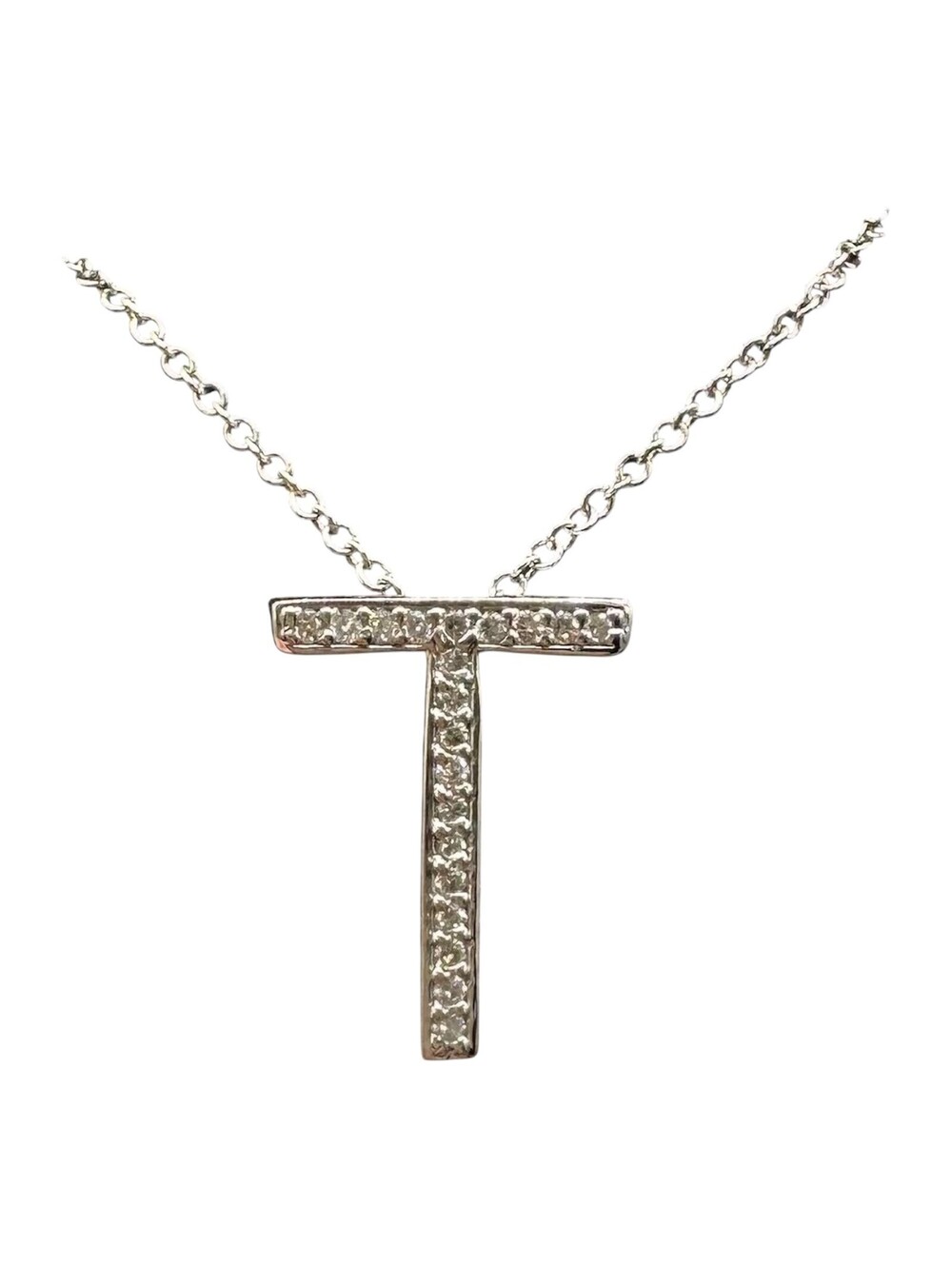 Effy Diamond T Initial Necklace 14K White Gold 0.11ctw 18in